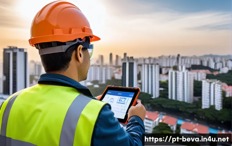 건축평가 전문가로서 필수적인 자격과 경험 - A detailed scene of a professional building inspector wearing safety gear and business casual clothi...
