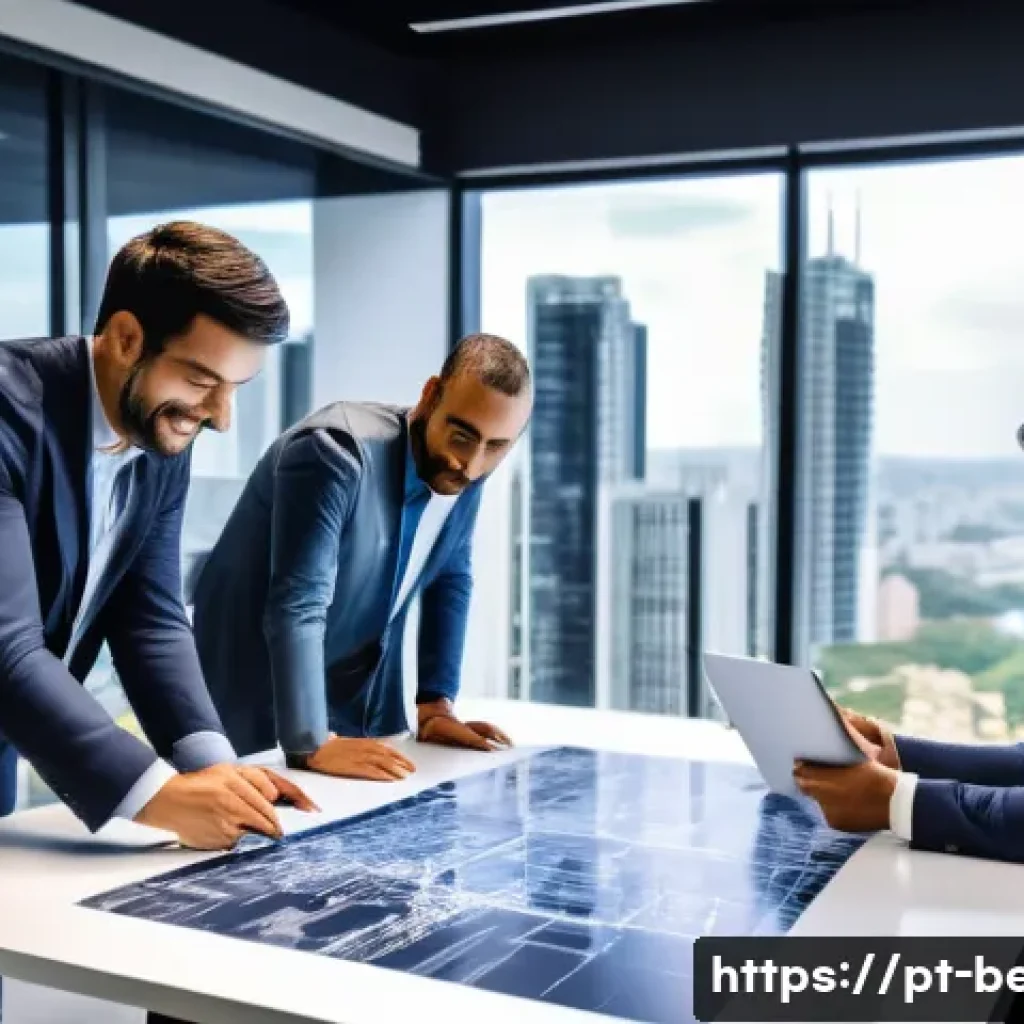 건축평가사로서의 성공적인 첫 직장 선택 - A modern office environment in São Paulo, Brazil, showcasing a diverse team of professionals collabo...