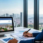 Home 22 건축평가사 자격증의 직업적 가치 - A professional real estate appraiser in business attire, confidently presenting a detailed property ...