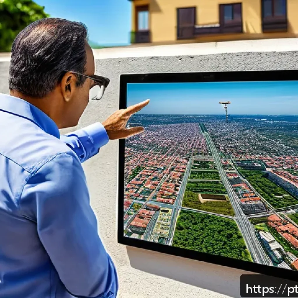 건축평가사 업무에서 필요한 기술들 - A professional real estate appraiser using advanced technology tools in a modern Brazilian urban set...