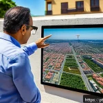Home 23 건축평가사 업무에서 필요한 기술들 - A professional real estate appraiser using advanced technology tools in a modern Brazilian urban set...